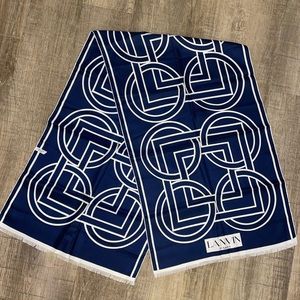 Lanvin Paris navy blue silk scarf